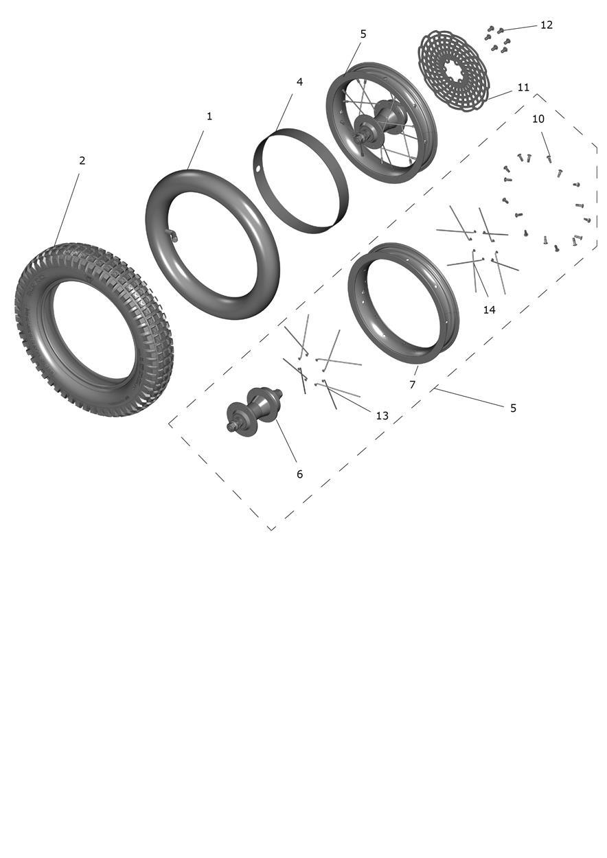 Exploded parts diagram — Front Wheel, Triumph TXP-12