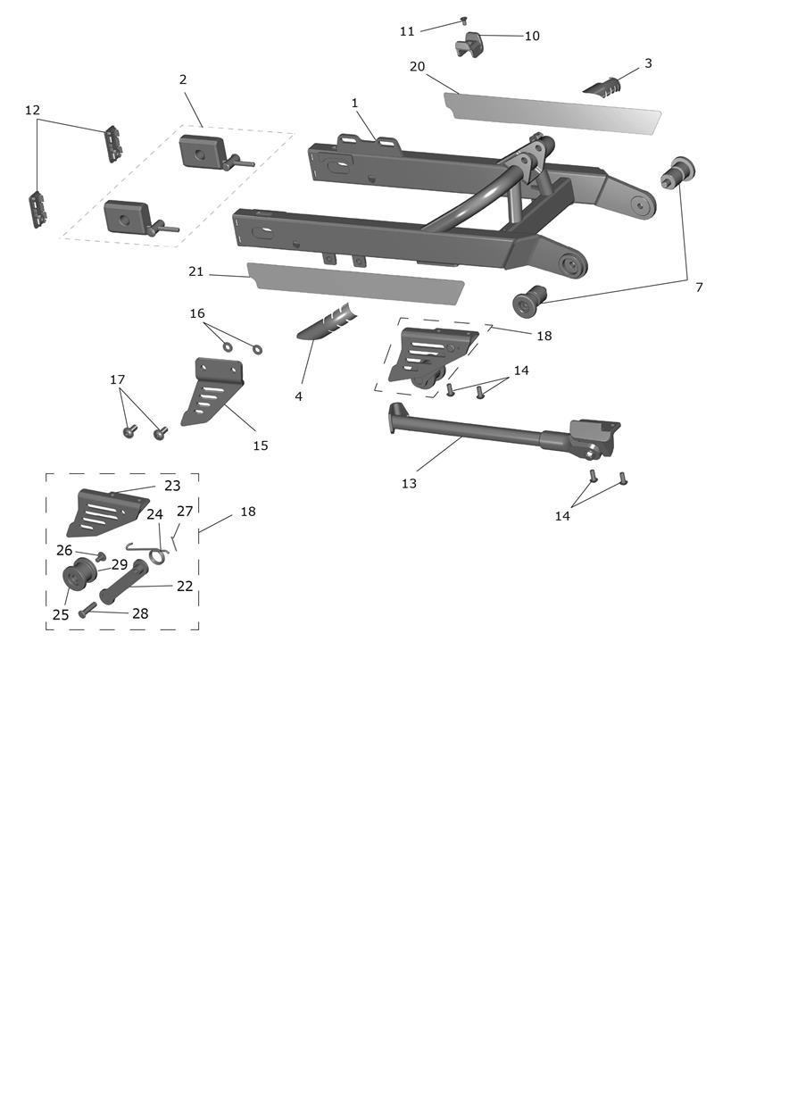Exploded parts diagram — Rear Swinging Arm, Triumph TXP-20