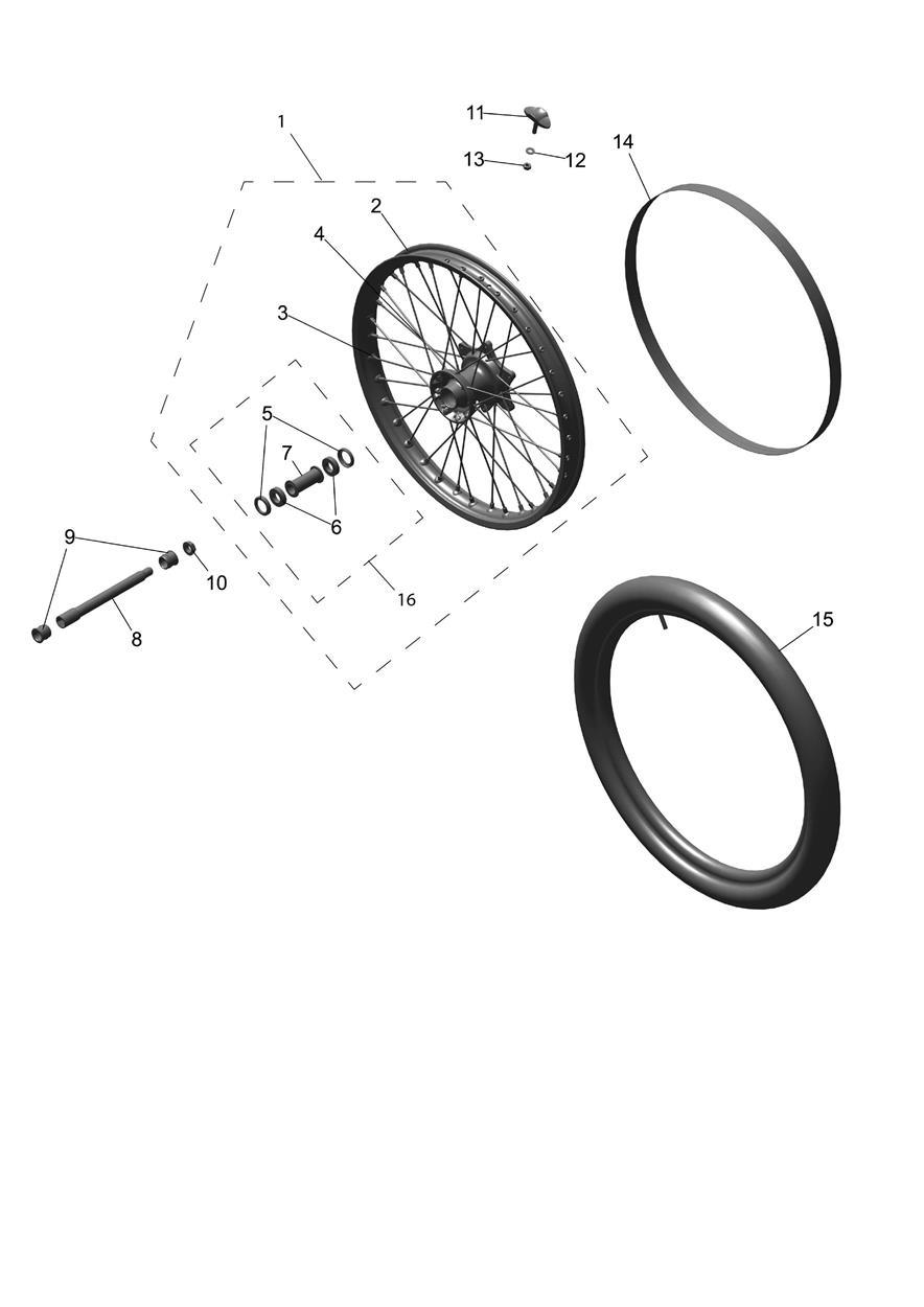 Exploded parts diagram — Front Wheel, Triumph TF 450-RC Edition