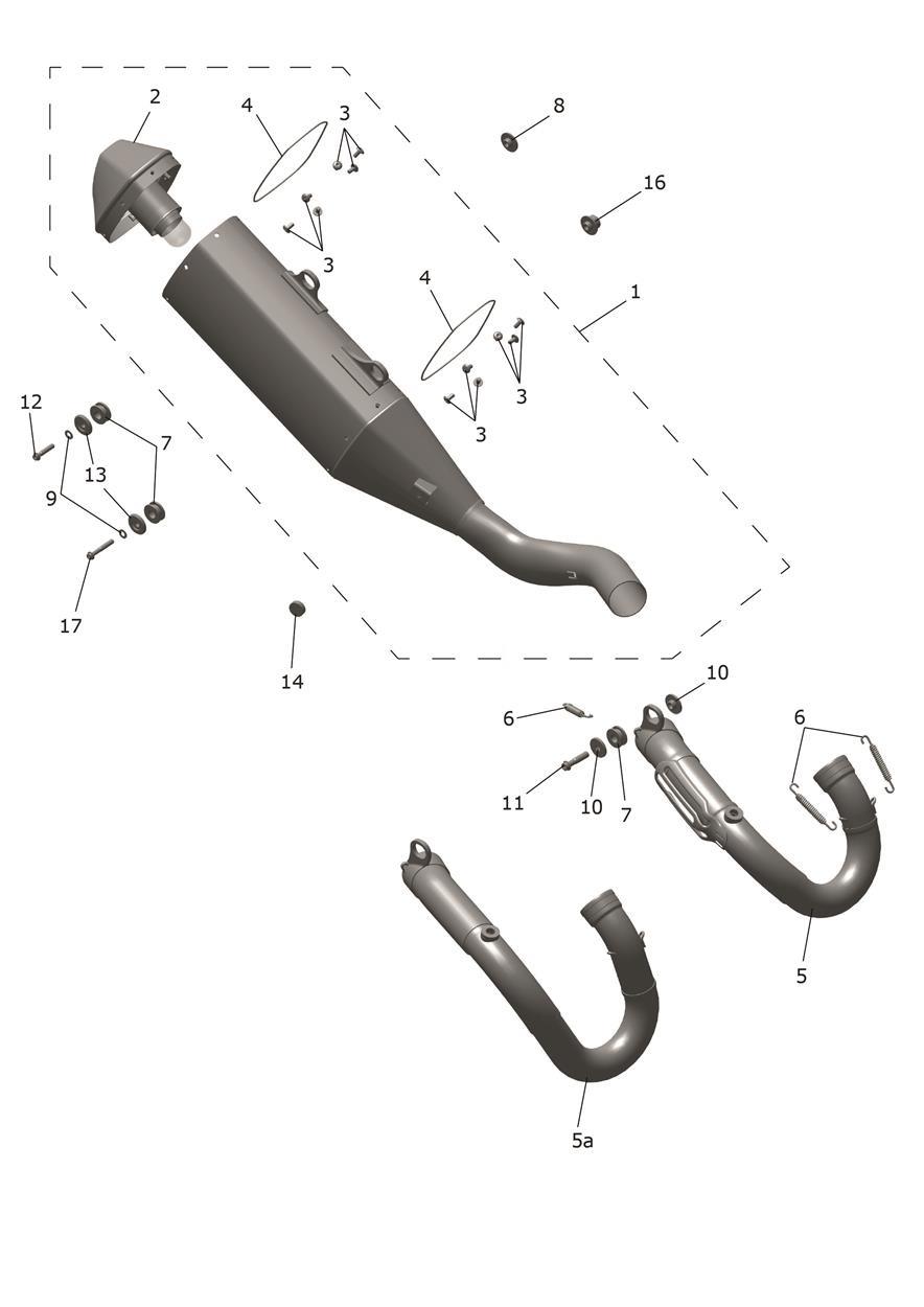 Exploded parts diagram — Exhaust, Triumph TF 450-E