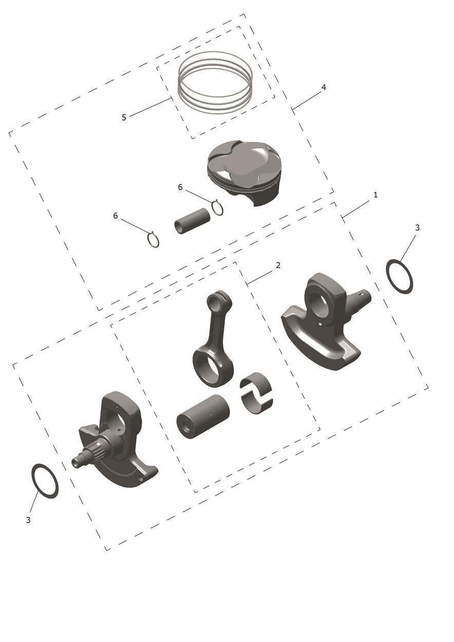 Exploded parts diagram — Crankshaft, Connecting Rods & Pistons, Triumph TF 450-C