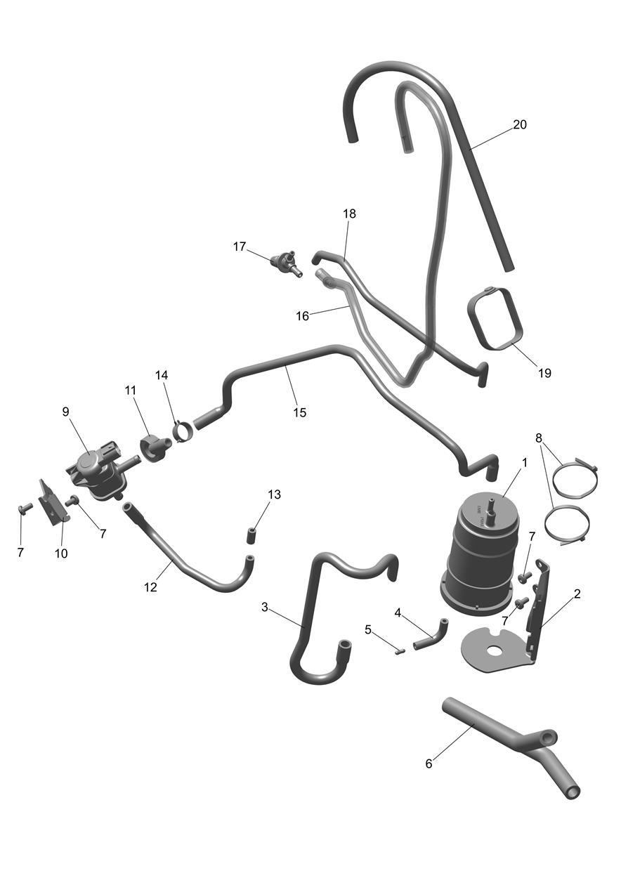 Exploded parts diagram — Evaporative System, Triumph TF 250-E