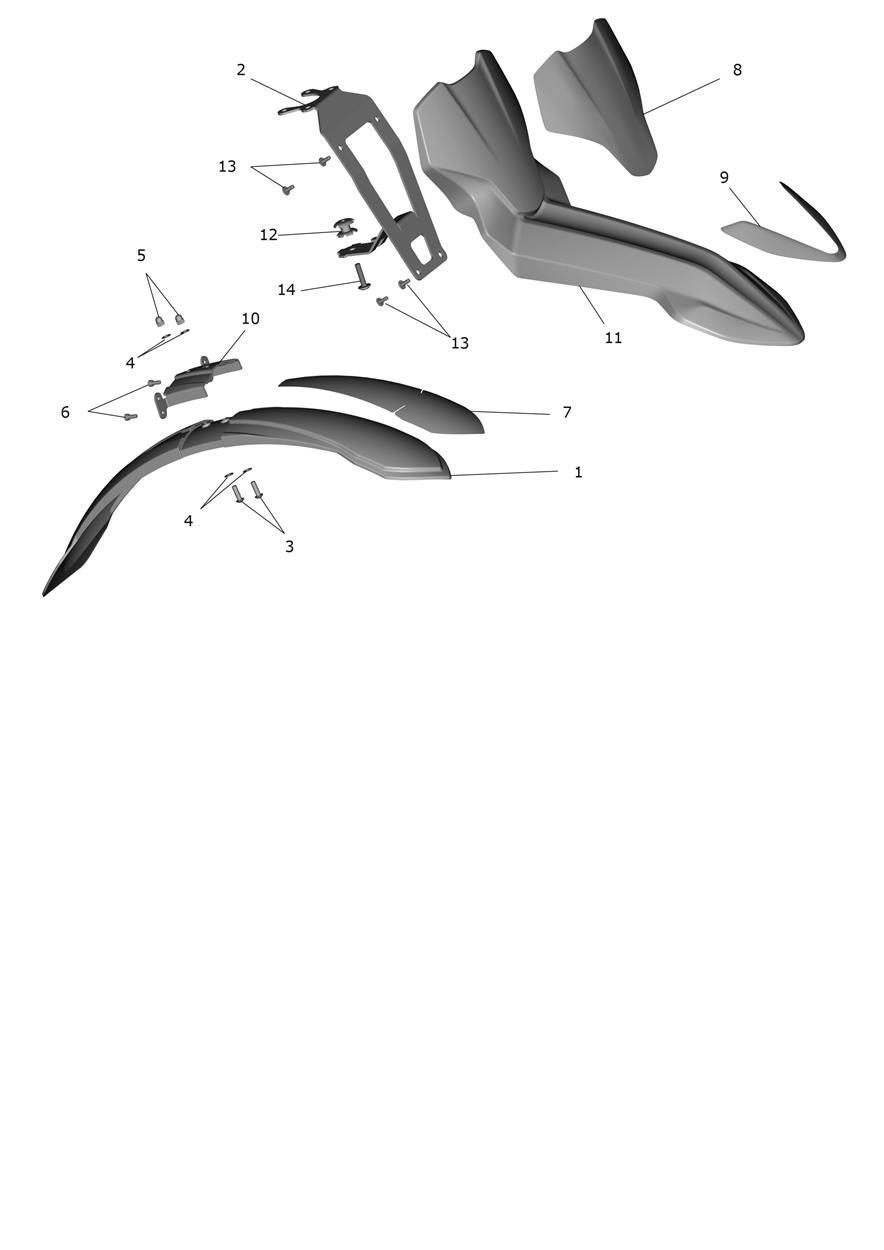 Exploded parts diagram — Front Mudguard, Triumph TXP-24