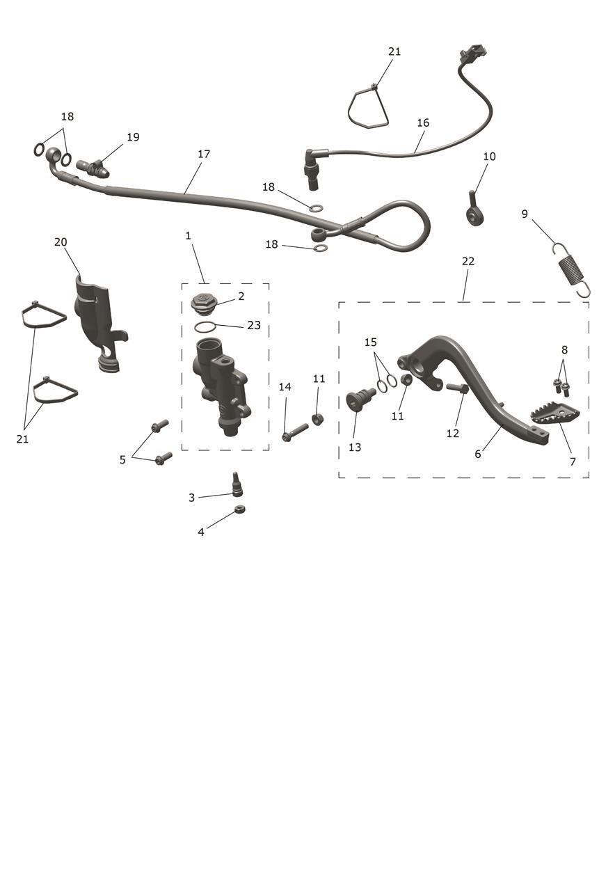 Exploded parts diagram — Rear Master Cylinder, Triumph TF 250-E
