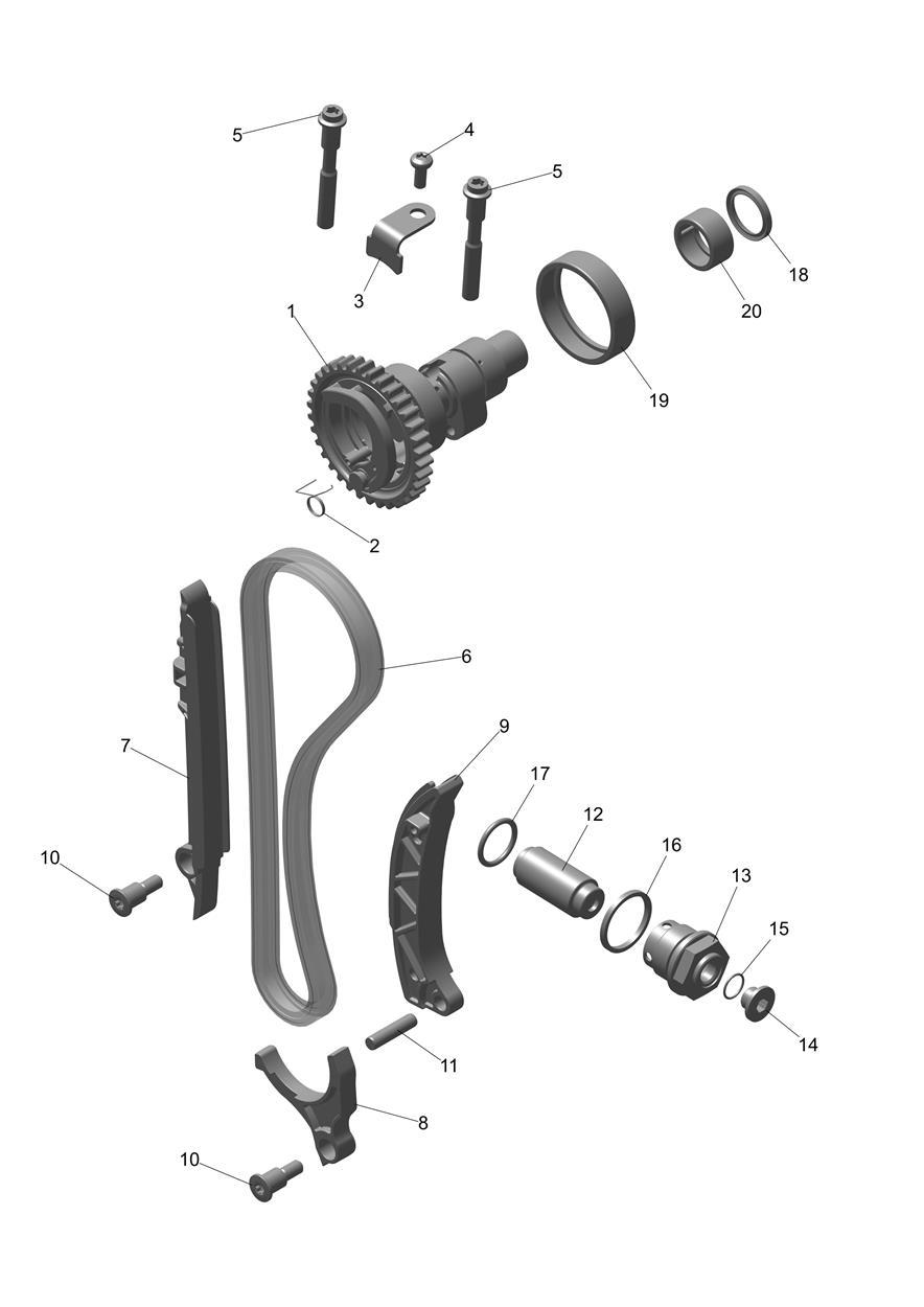 Exploded parts diagram — Camshaft & Camshaft Drive, Triumph TF 450-RC Edition