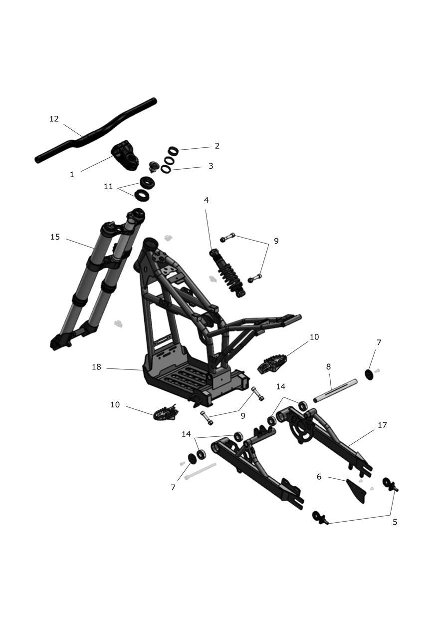Exploded parts diagram — Main Frame Assembly, Triumph OSET MX-10