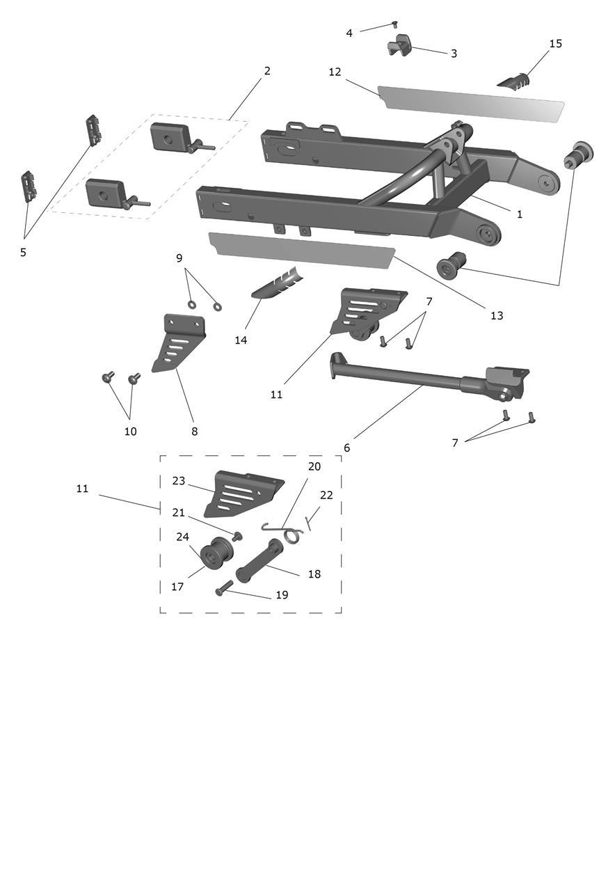 Exploded parts diagram — Rear Swinging Arm, Triumph OSET TXP-20