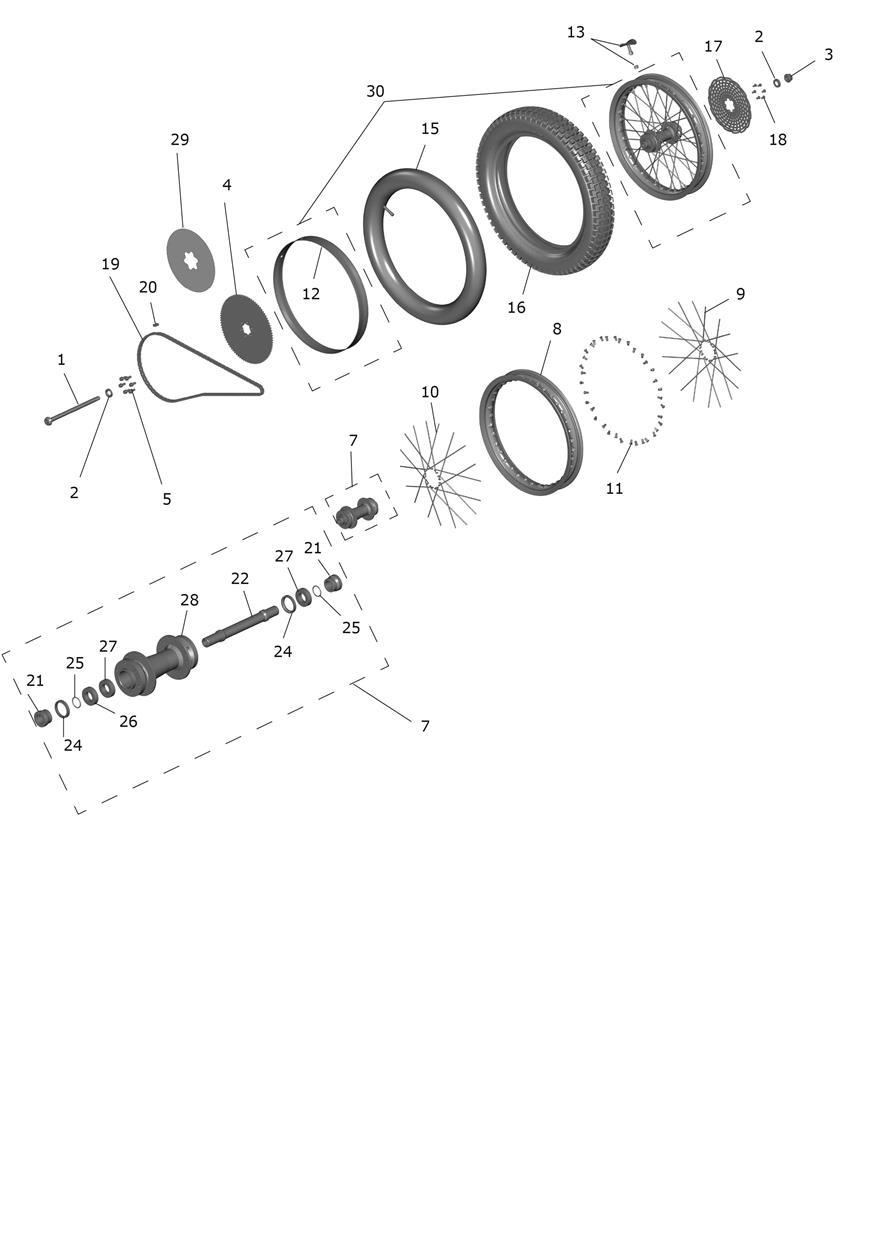 Exploded parts diagram — Rear Wheel, Triumph TXP-20