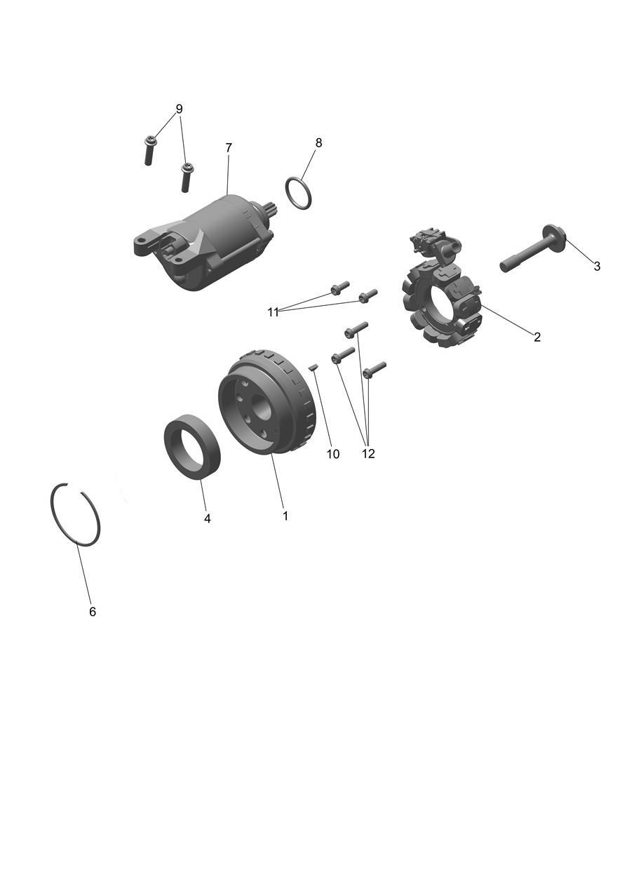 Exploded parts diagram — Alternator & Starter Motor, Triumph TF 450-C