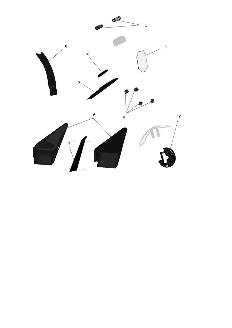 Exploded parts diagram — Side panels, Triumph OSET 20.0 Racing MkII Li-Ion