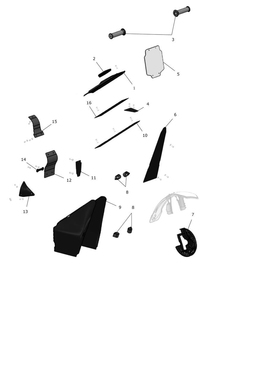Exploded parts diagram — Side panels, Triumph OSET 24.0 Racing