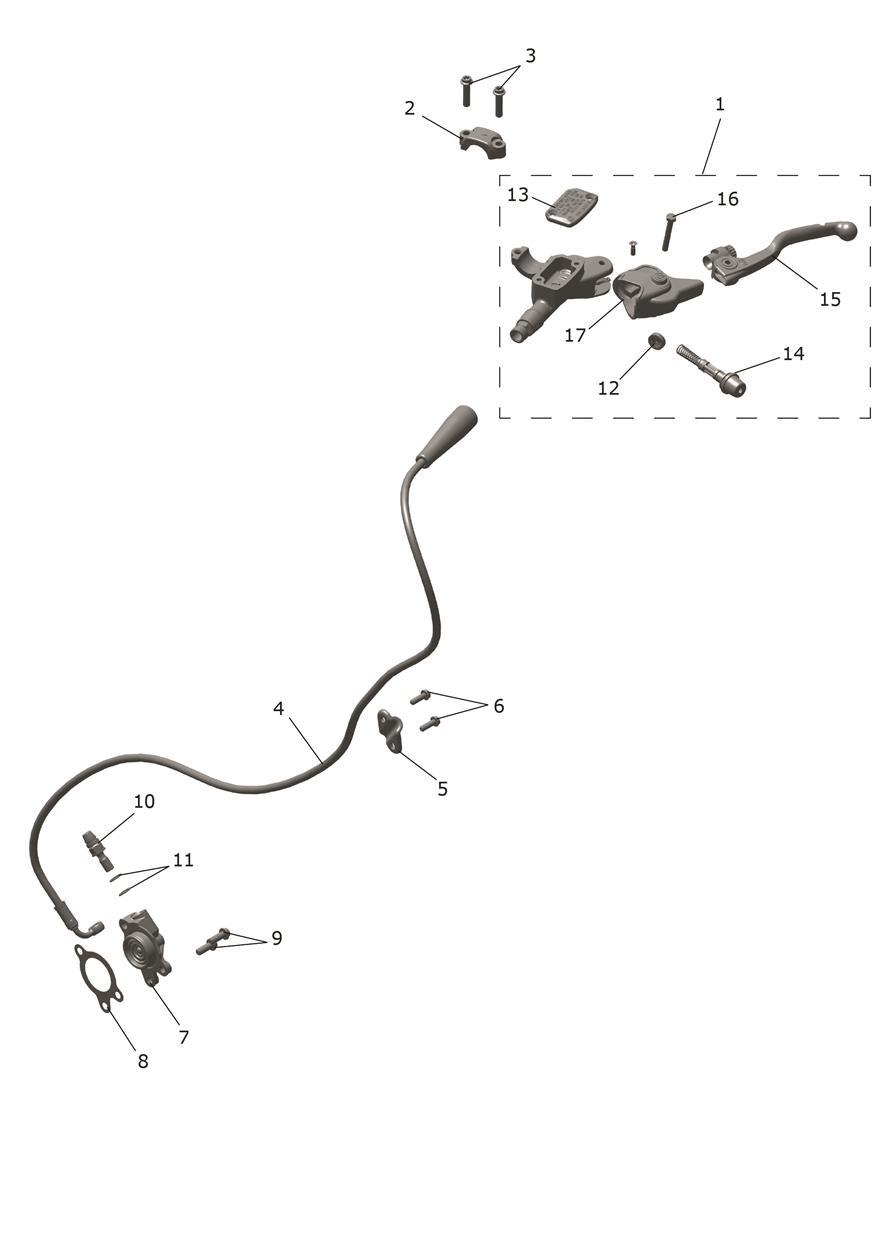 Exploded parts diagram — Clutch Controls, Triumph TF 250-C
