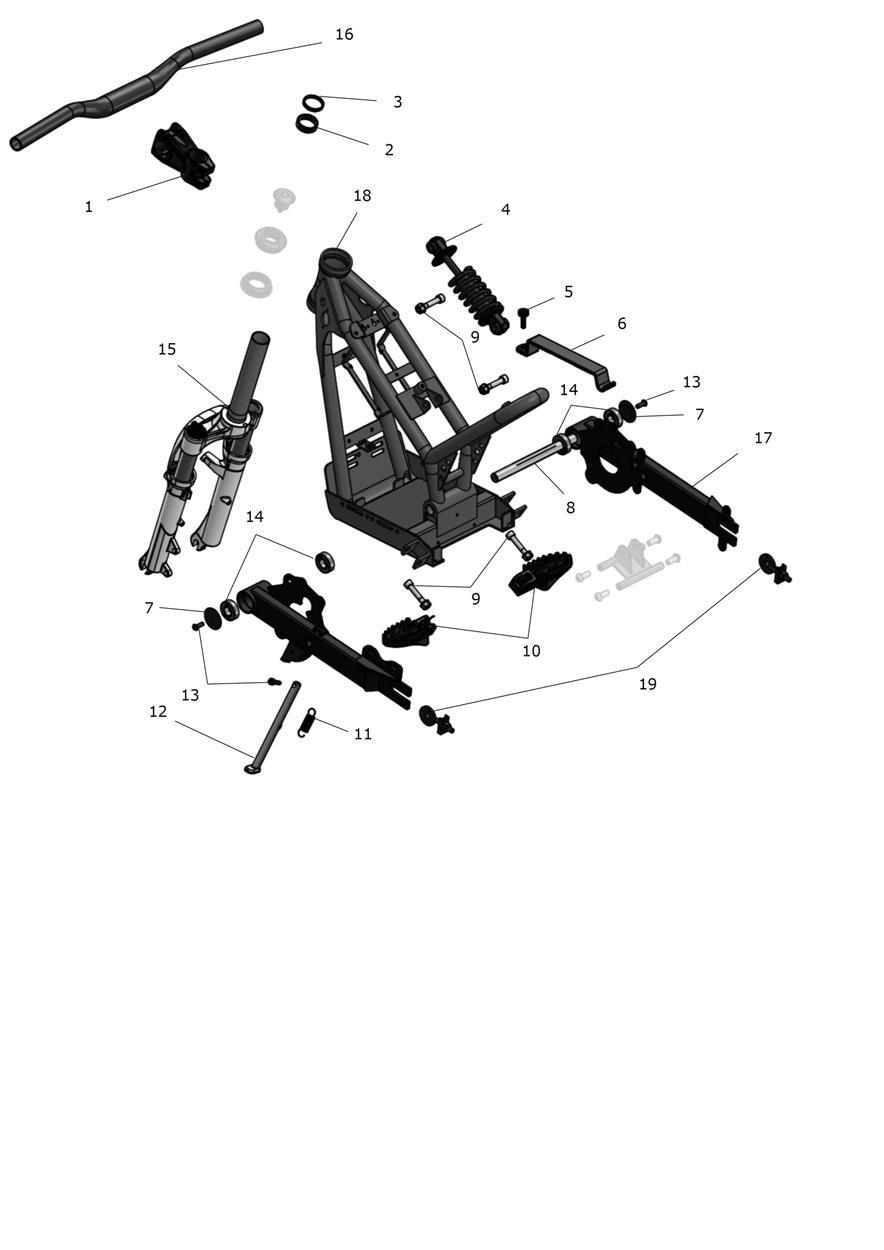 Exploded parts diagram — Main Frame Assembly, Triumph OSET 12.5 Racing