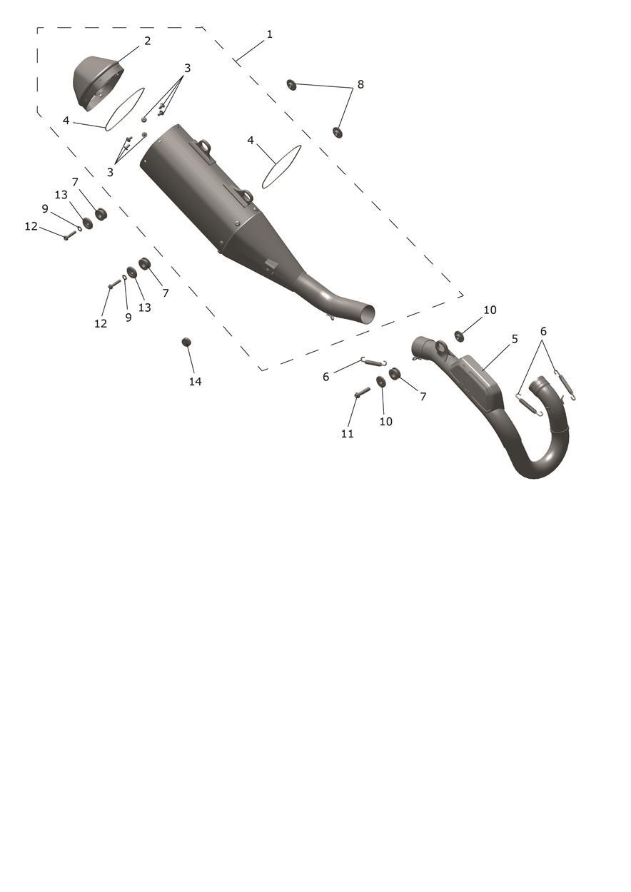 Exploded parts diagram — Exhaust, Triumph TF 250-X
