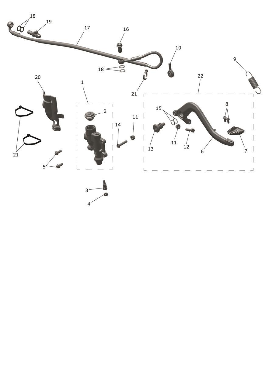 Exploded parts diagram — Rear Master Cylinder, Triumph TF 450-C