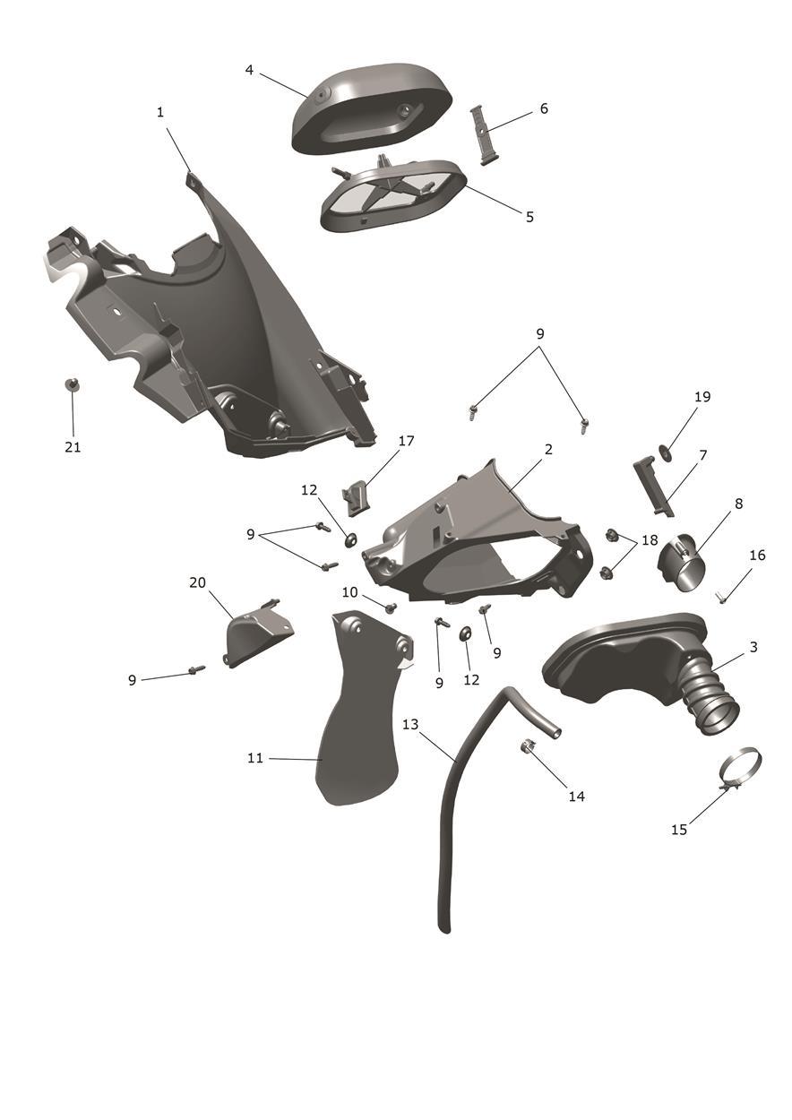 Exploded parts diagram — Airbox, Triumph TF 450-RC Edition