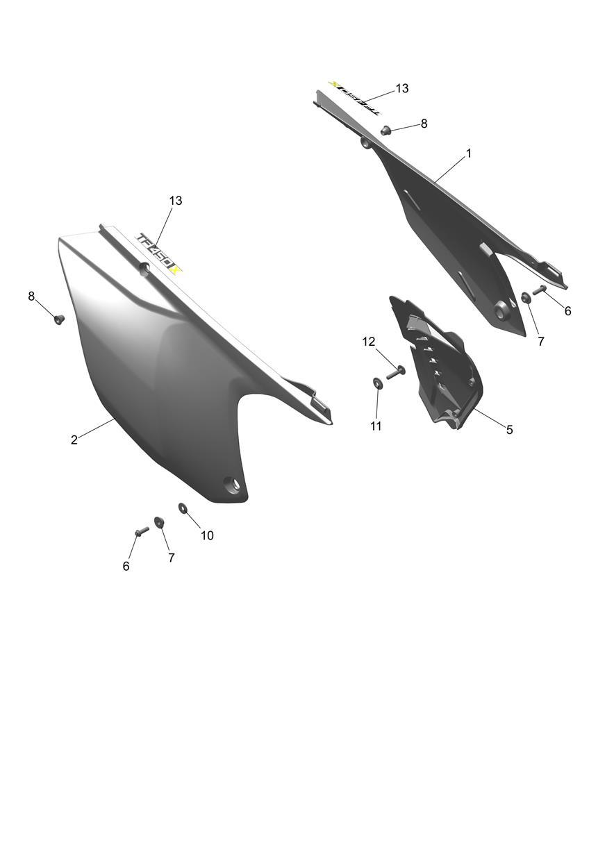 Exploded parts diagram — Rear Bodywork, Triumph TF 450-X
