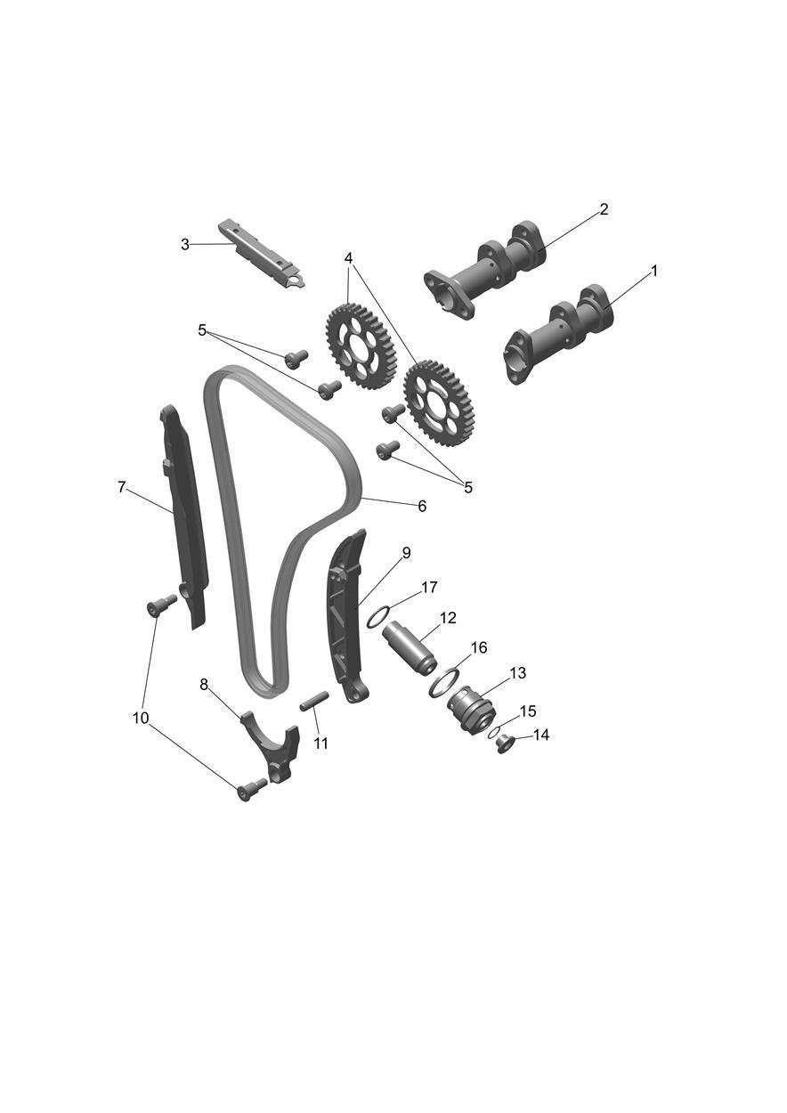 Exploded parts diagram — Camshaft & Camshaft Drive, Triumph TF 250-X