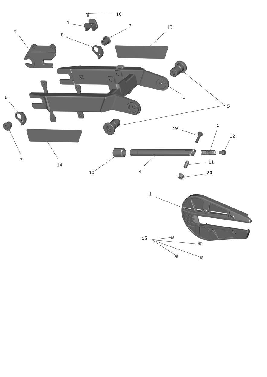 Exploded parts diagram — Rear Swinging Arm, Triumph TXP-12