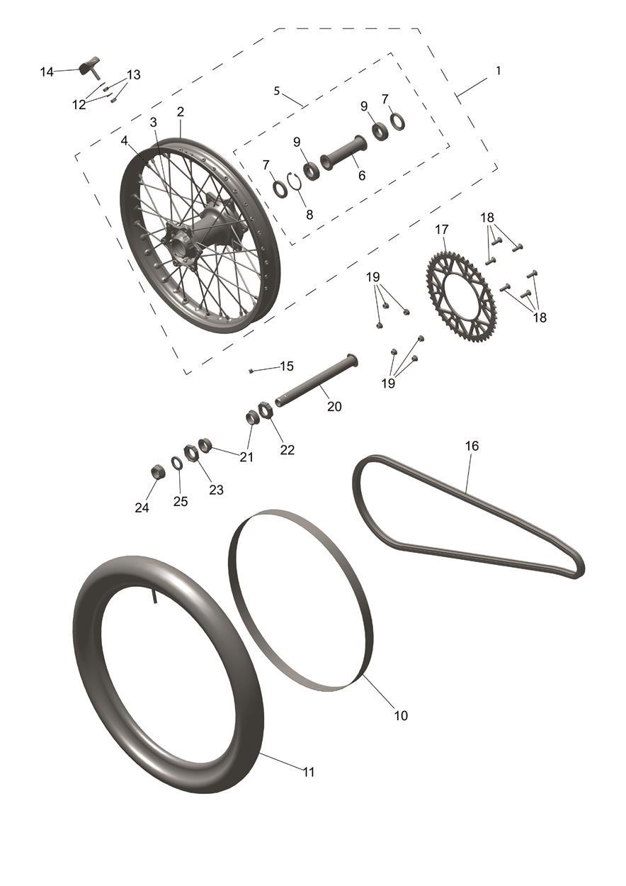 Exploded parts diagram — Rear Wheel, Triumph TF 450-X