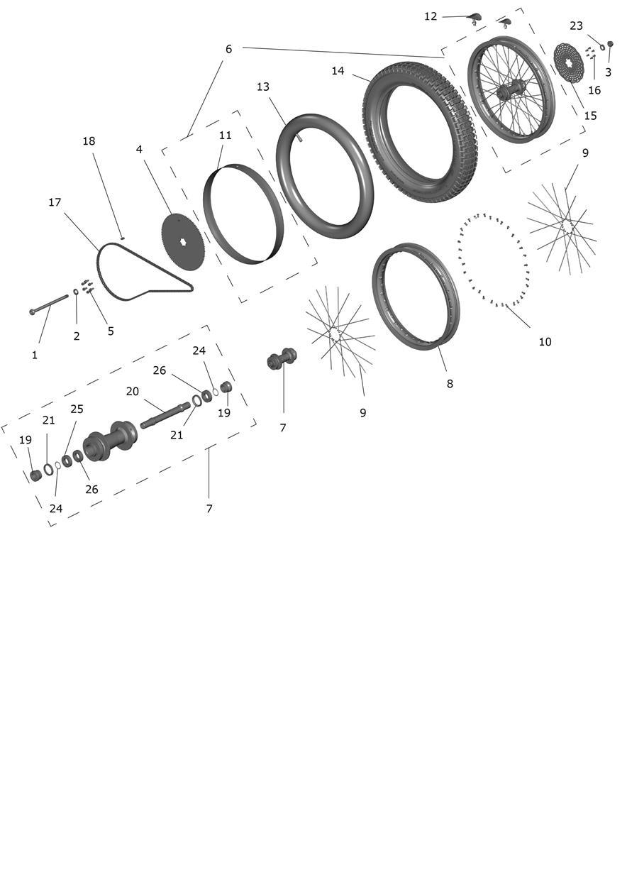 Exploded parts diagram — Rear Wheel, Triumph OSET TXP-24