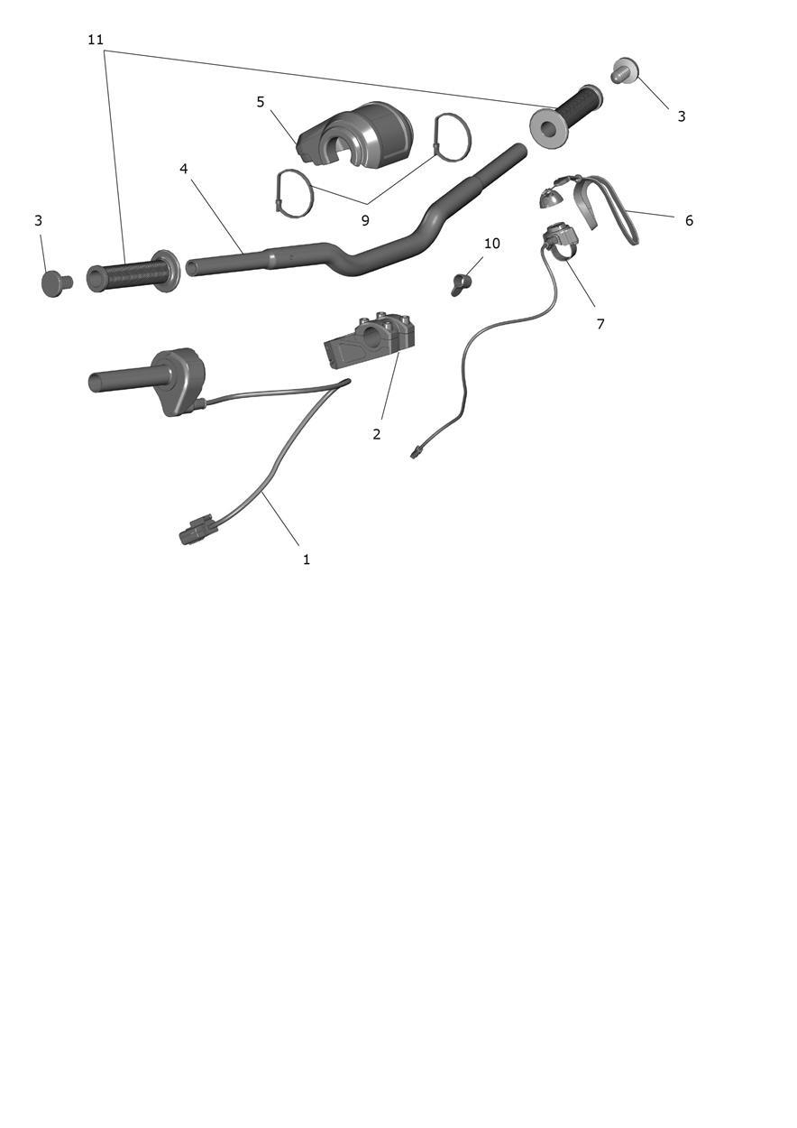 Exploded parts diagram — Handlebars and Switches, Triumph TXP-12