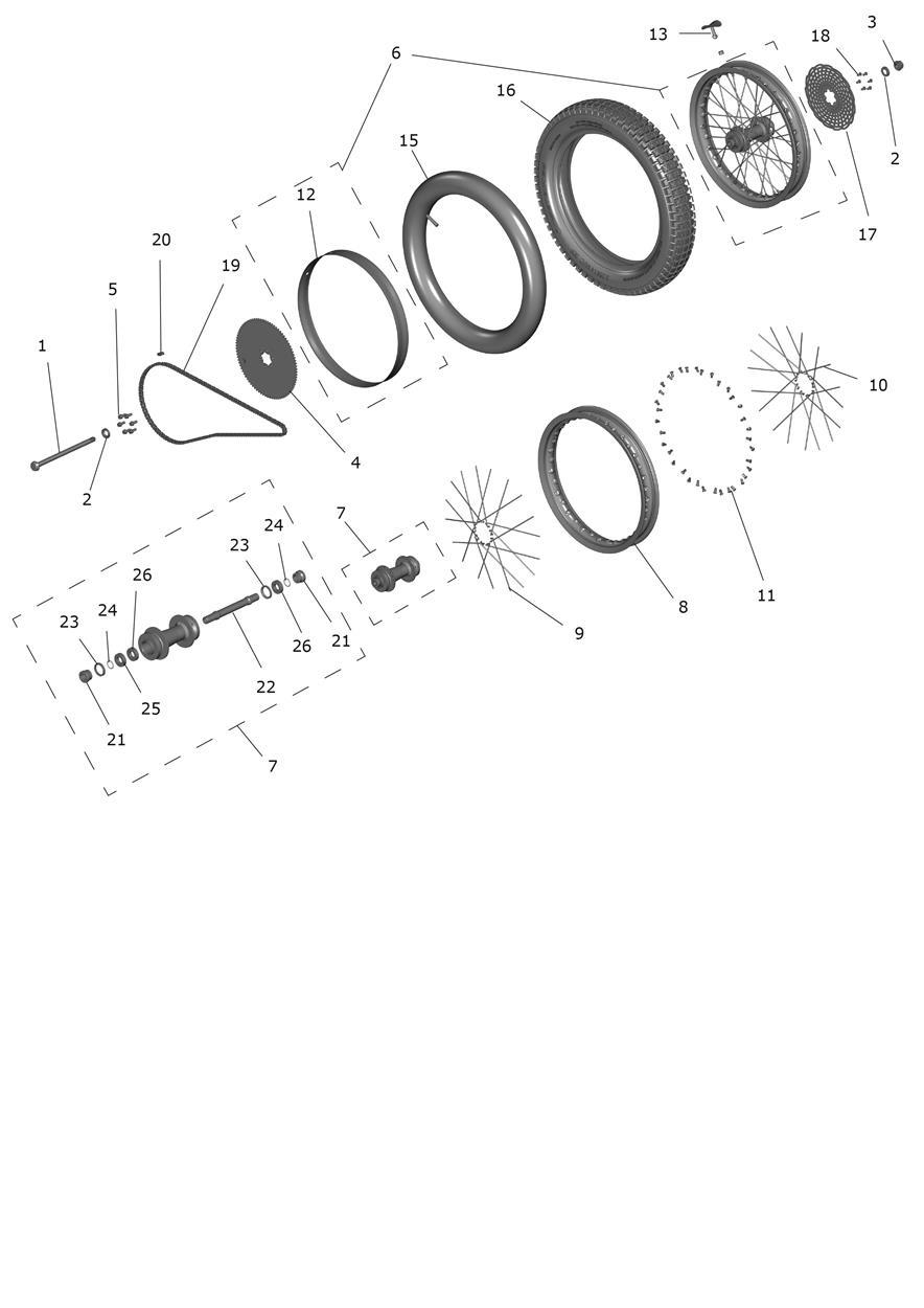 Exploded parts diagram — Rear Wheel, Triumph OSET TXP-20