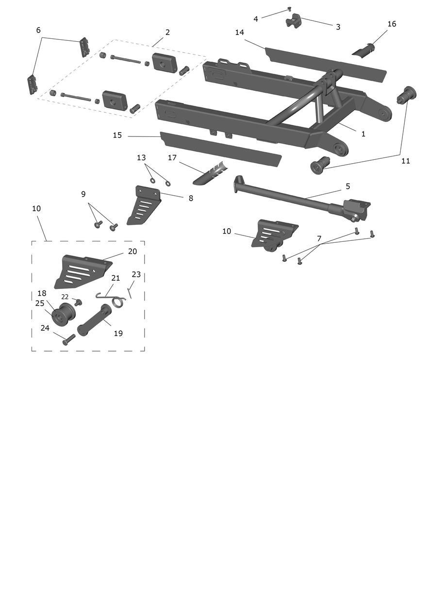 Exploded parts diagram — Swinging Arm, Triumph TXP-24