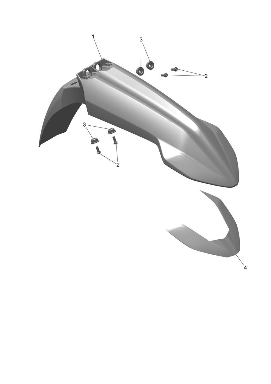Exploded parts diagram — Front Mudguard, Triumph TF 250-E