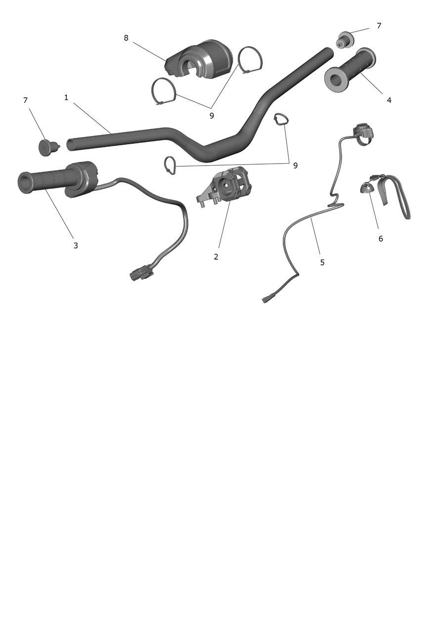 Exploded parts diagram — Handlebars, Upper Yoke & Mirrors, Triumph OSET TXP-24