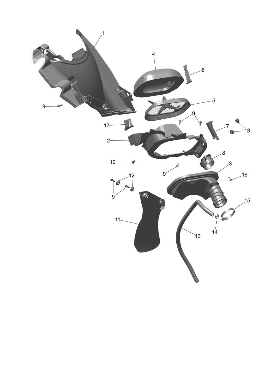 Exploded parts diagram — Airbox, Triumph TF 250-X