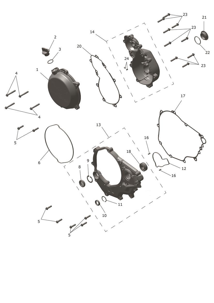 Exploded parts diagram — Engine Covers, Triumph TF 450-X