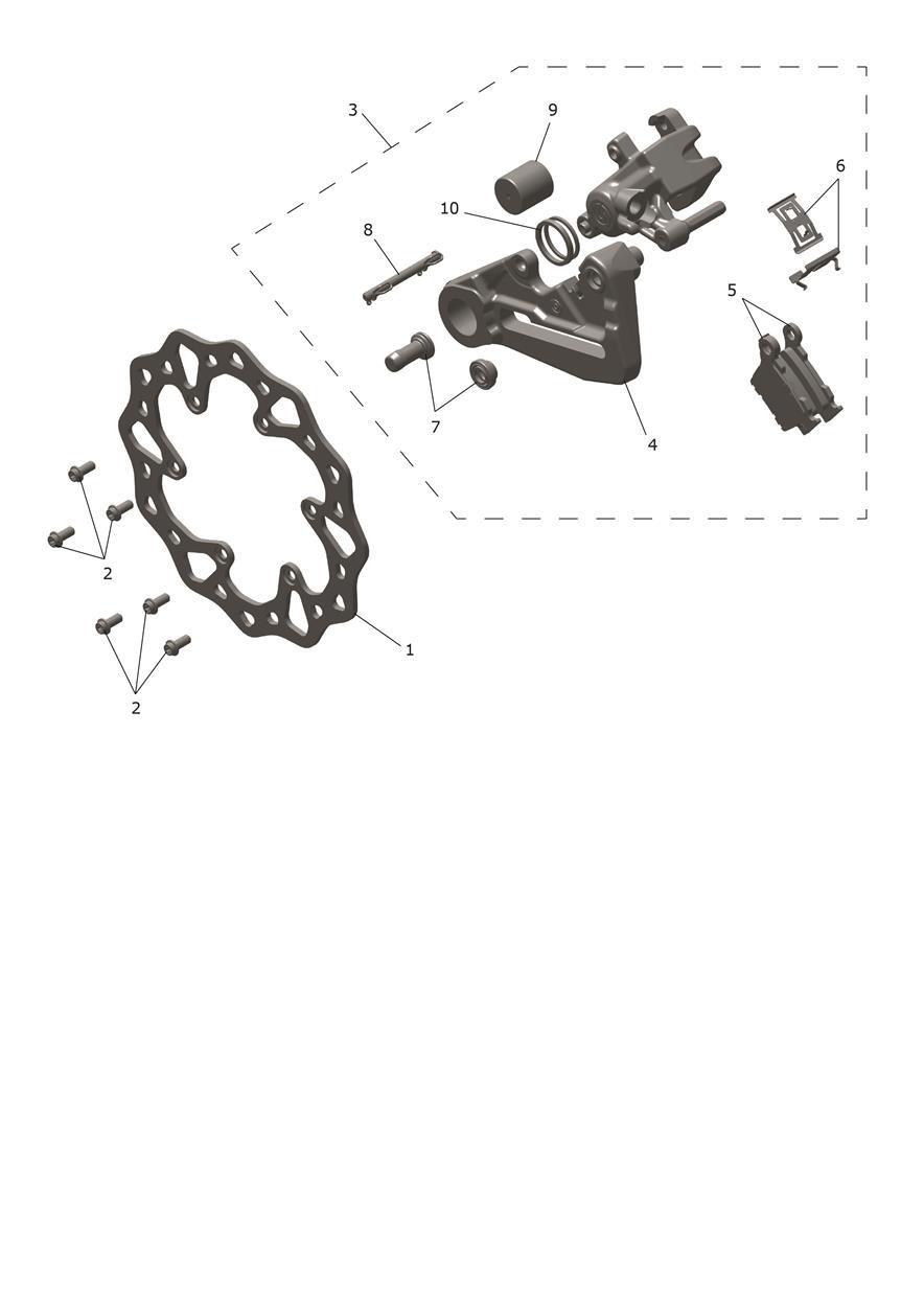 Exploded parts diagram — Rear Caliper & Discs, Triumph TF 450-C