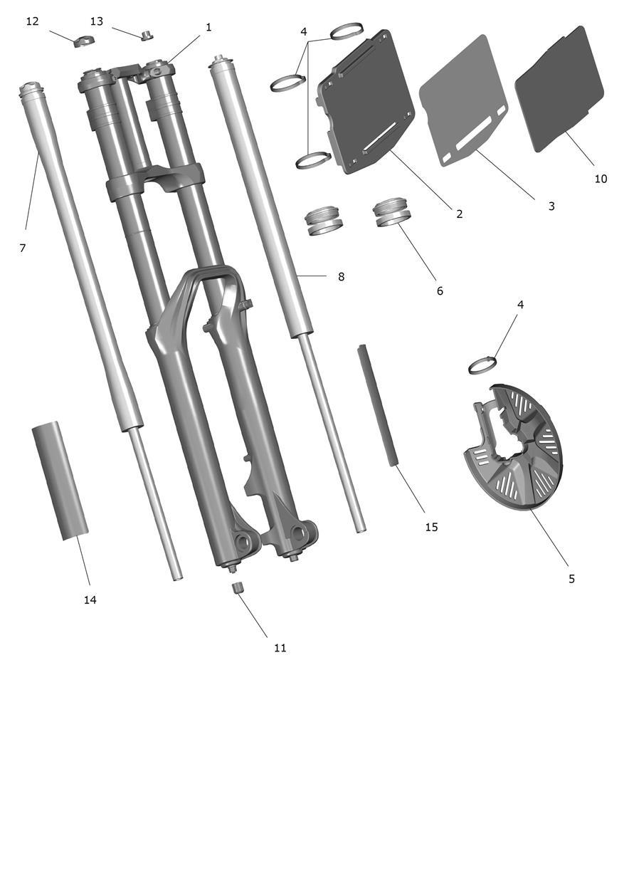 Exploded parts diagram — Front Forks & Lower Yoke, Triumph OSET TXP-24
