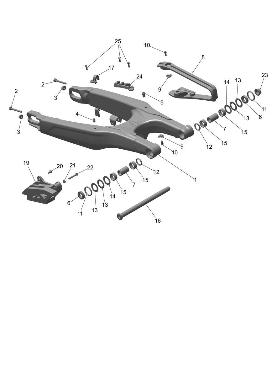 Exploded parts diagram — Swinging Arm, Triumph TF 450-E