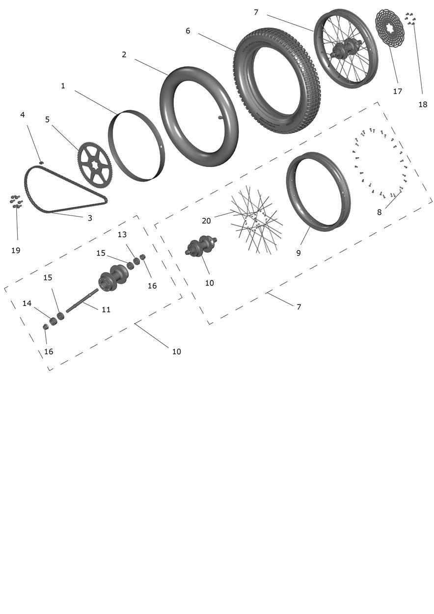 Exploded parts diagram — Rear Wheel, Triumph TXP-16