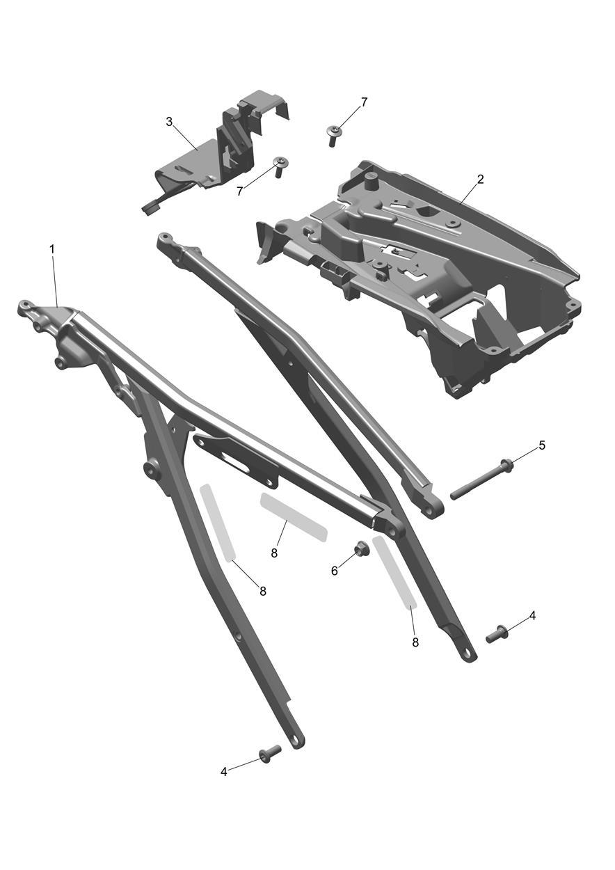 Exploded parts diagram — Rear Subframe, Triumph TF 250-E