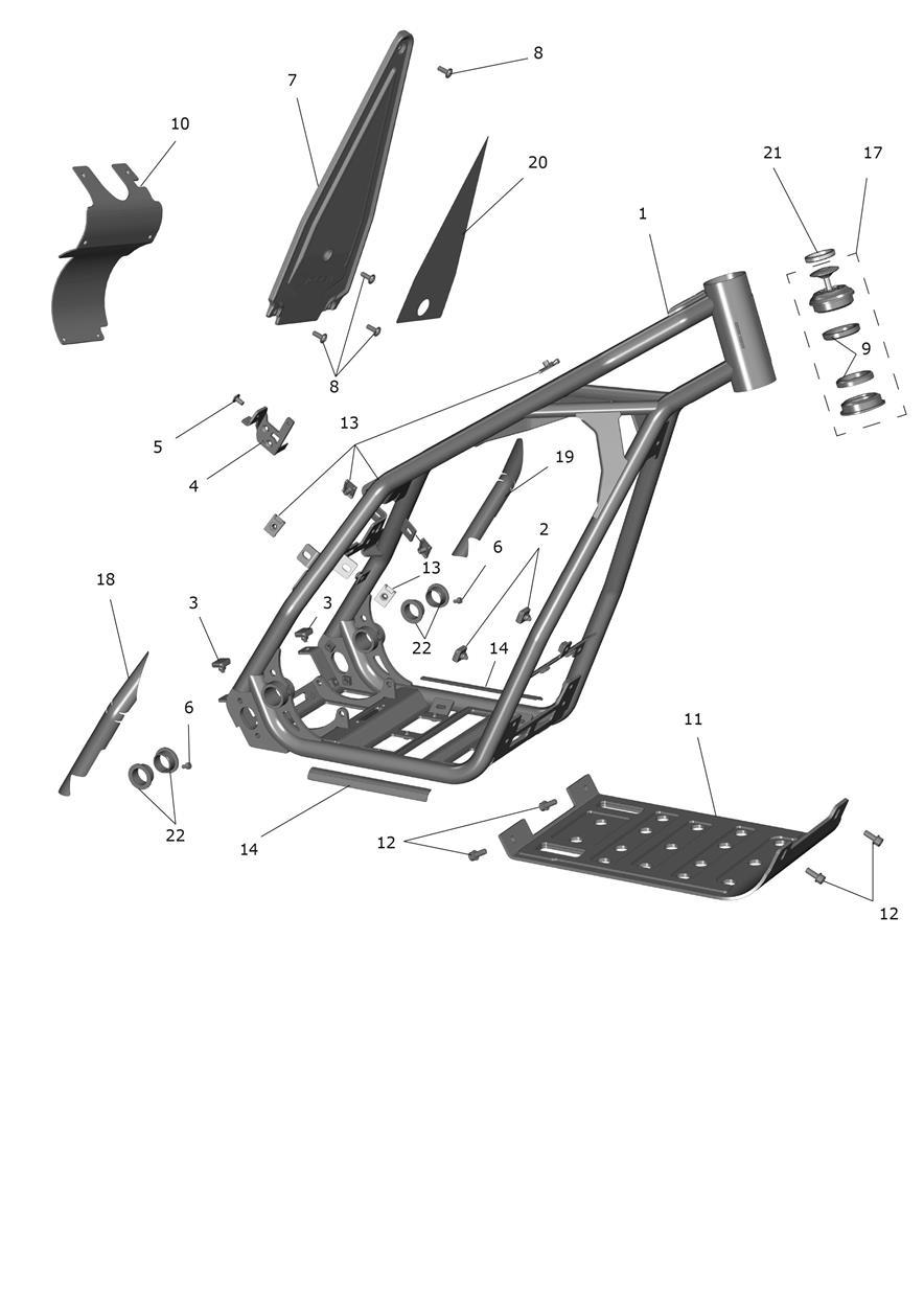 Exploded parts diagram — Main Frame Assembly, Triumph TXP-24
