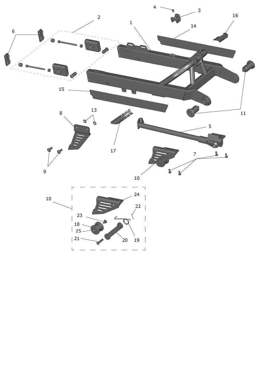 Exploded parts diagram — Swinging Arm, Triumph OSET TXP-24