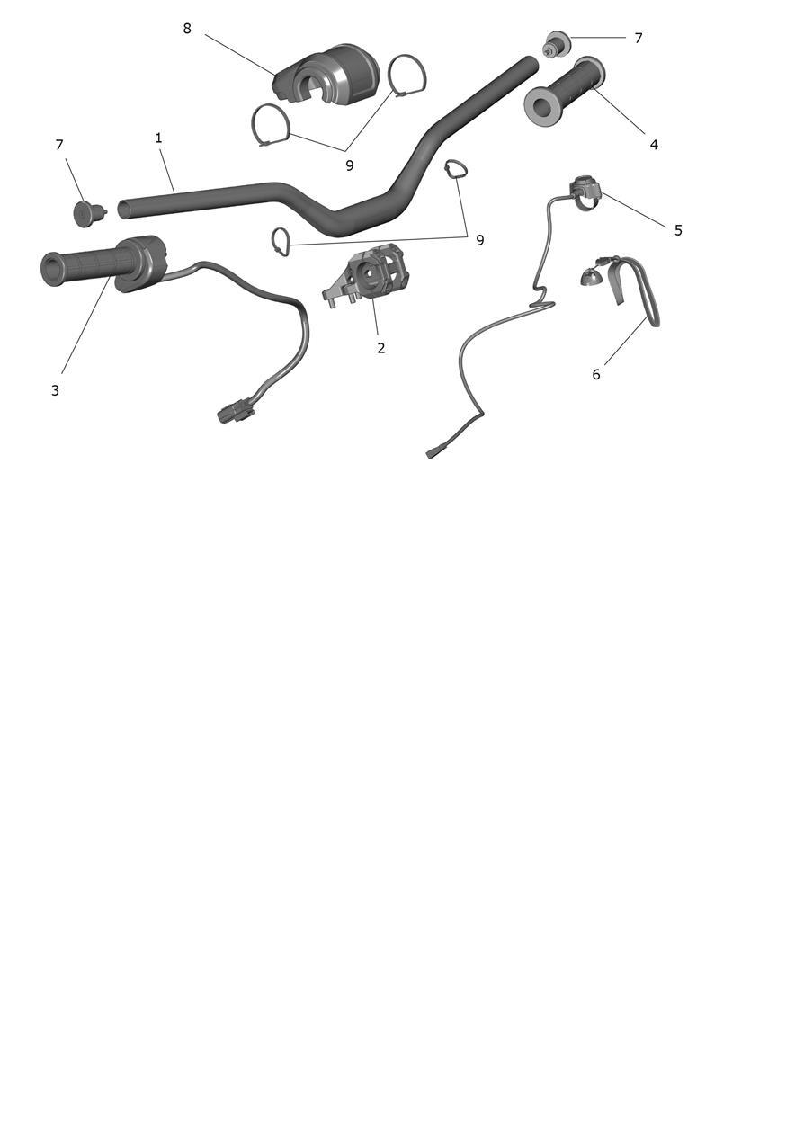 Exploded parts diagram — Handlebars and Switches, Triumph TXP-20