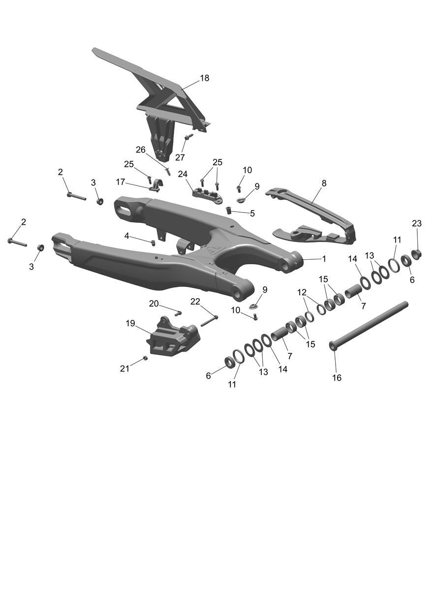 Exploded parts diagram — Swinging Arm, Triumph TF 250-E