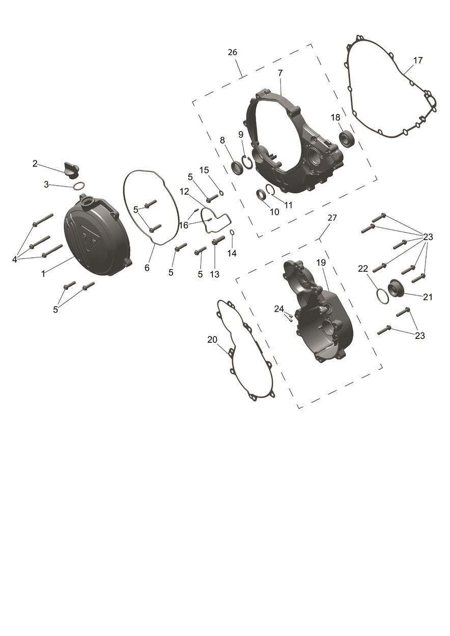 Exploded parts diagram — Engine Covers, Triumph TF 250-X