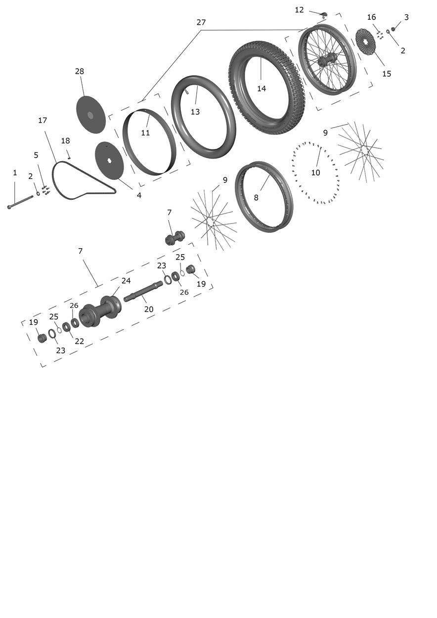 Exploded parts diagram — Rear Wheel, Triumph TXP-24