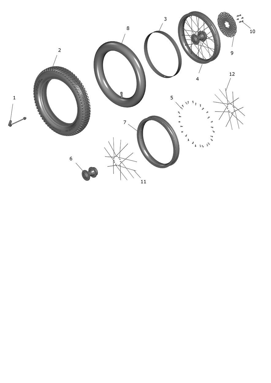 Exploded parts diagram — Front Wheel, Triumph TXP-16