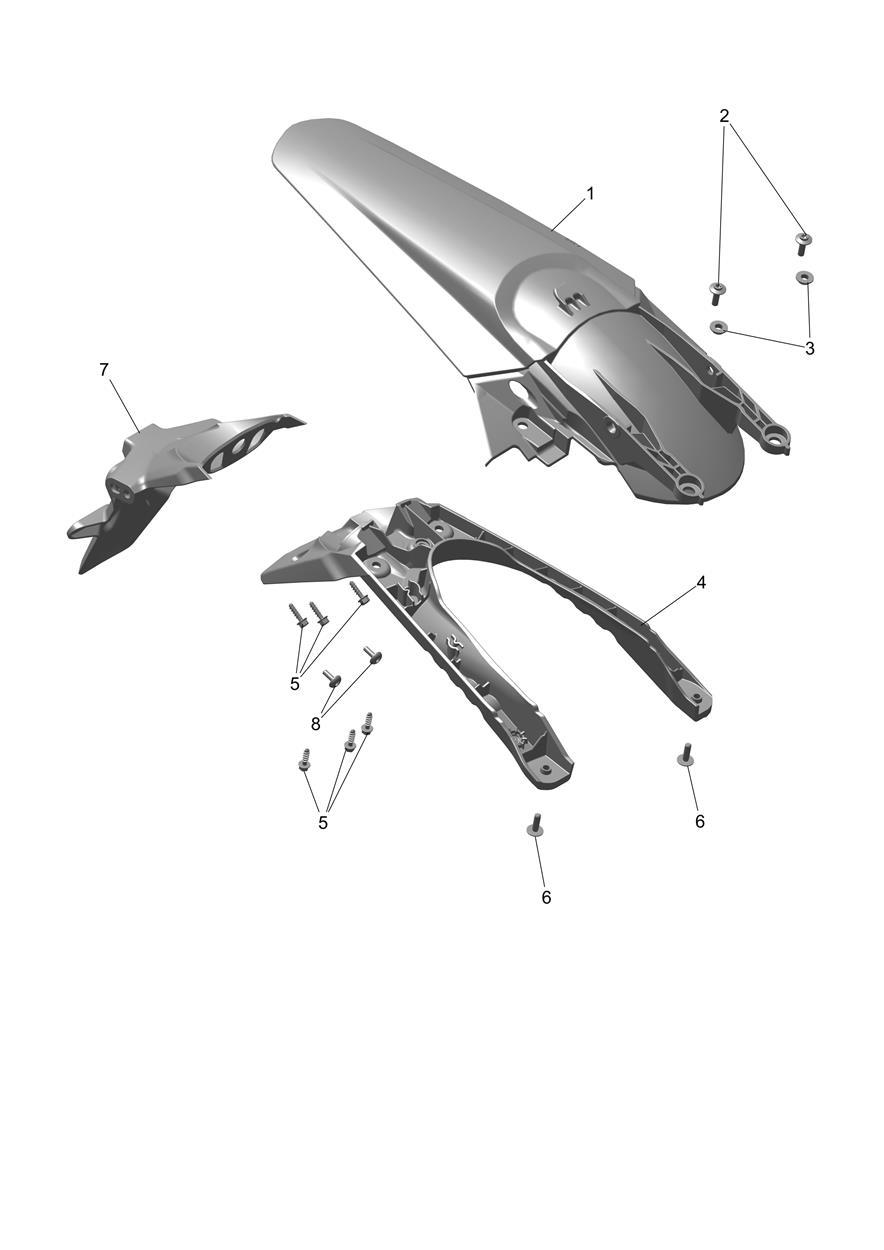 Exploded parts diagram — Rear Mudguard, Triumph TF 250-E