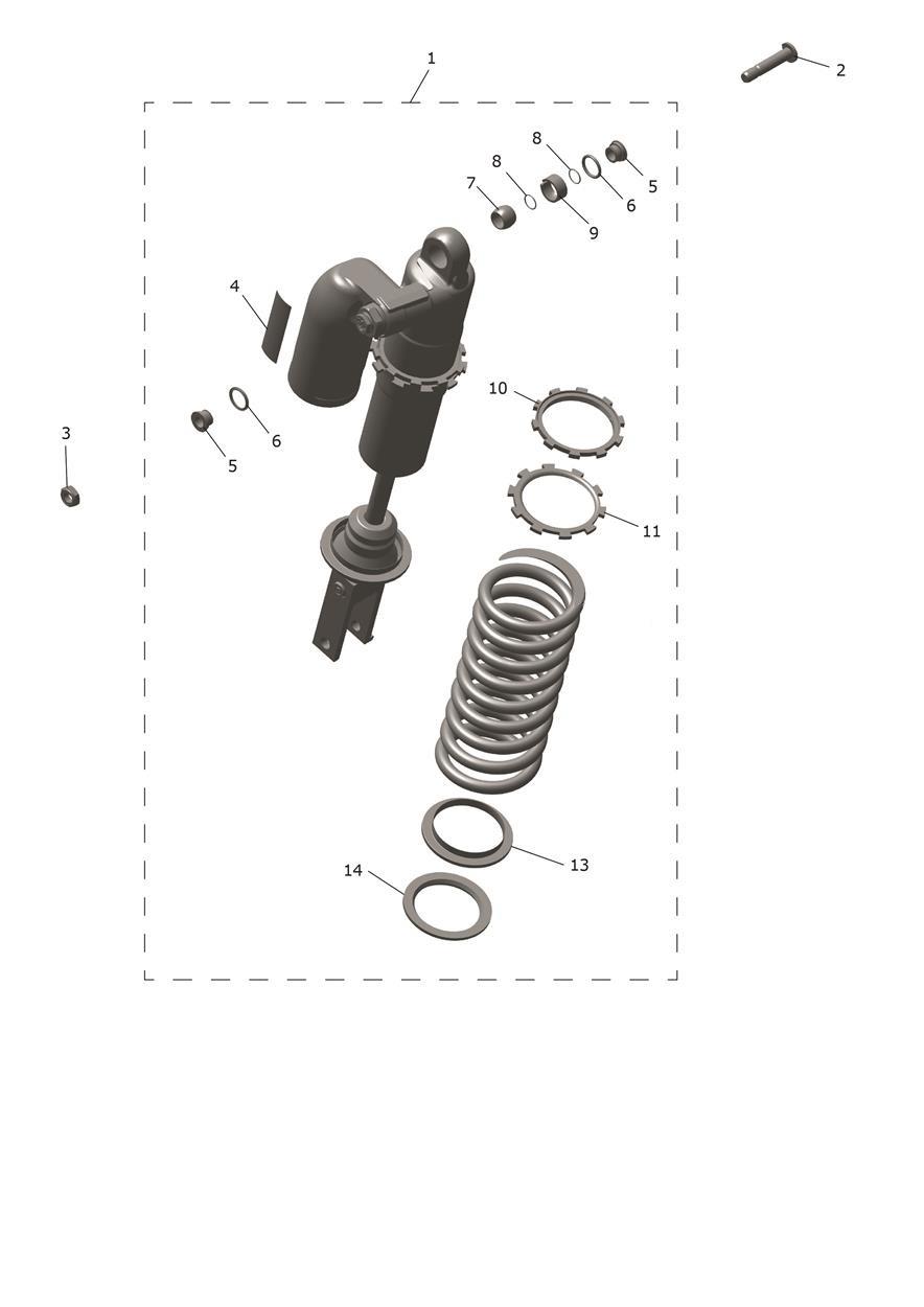 Exploded parts diagram — Rear Suspension Unit, Triumph TF 450-C