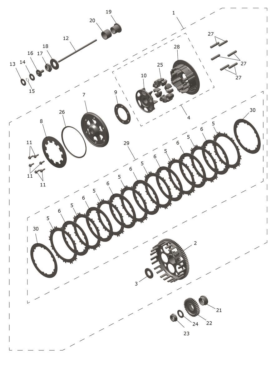 Exploded parts diagram — Clutch, Triumph TF 450-RC Edition